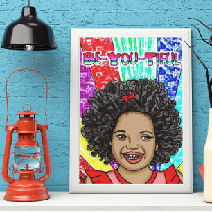 Little Black Girl with Happy Curls Poster