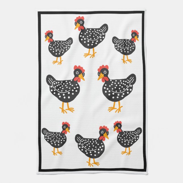Little black hens kitchen towel (Vertical)