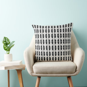 Little Black kitten pattern Throw Pillow