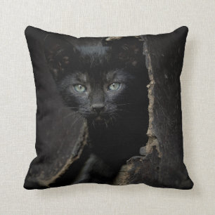 Little Black Kitty Throw Pillow