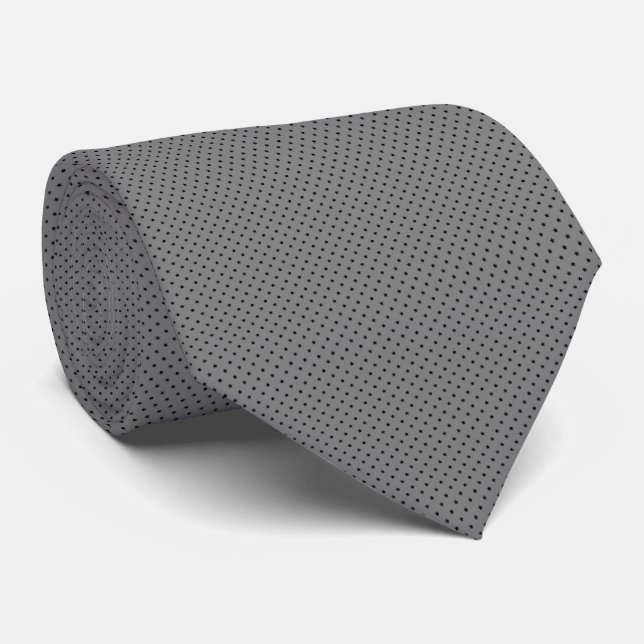 Little Black Stars Design on Grey Tie (Rolled)