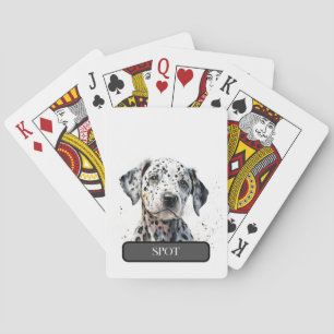 Little Black & White Dalmation Puppy Personalize Playing Cards
