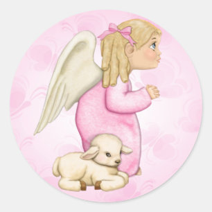 Little Blessings Angel Girl Classic Round Sticker