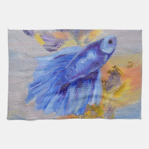 Little Blue Betta Fish Kitchen Towel