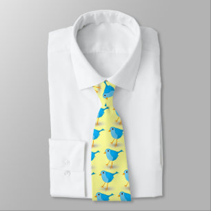 Little Blue Bird Cute Follow Me Twitter Neck Tie