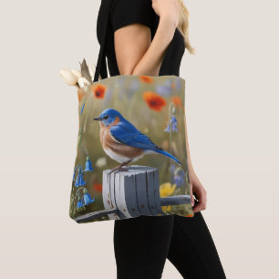 Little Blue Bird Tote Bag