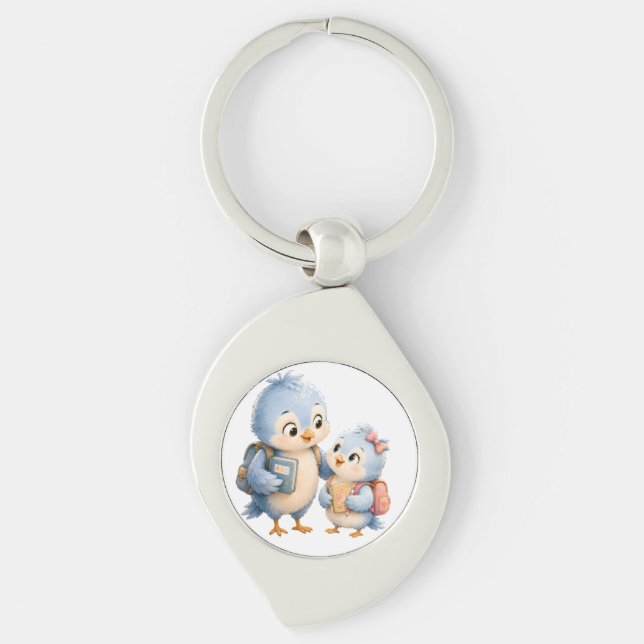 Little Blue Birds Premium Keychain (Front)