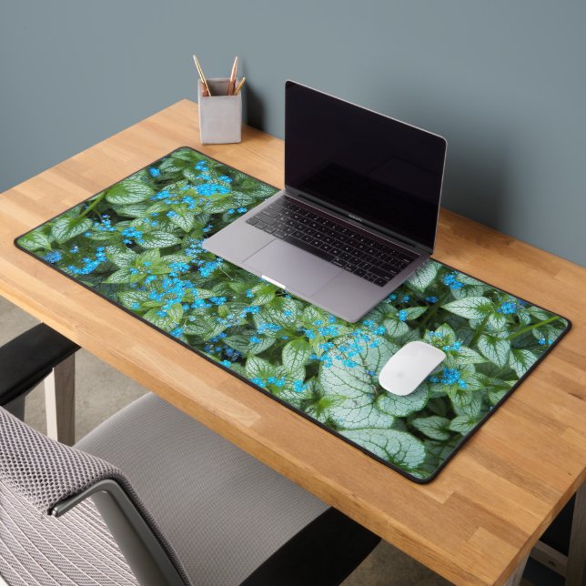 Little Blue Brunnera Flowers Floral Desk Mat (Office 2)