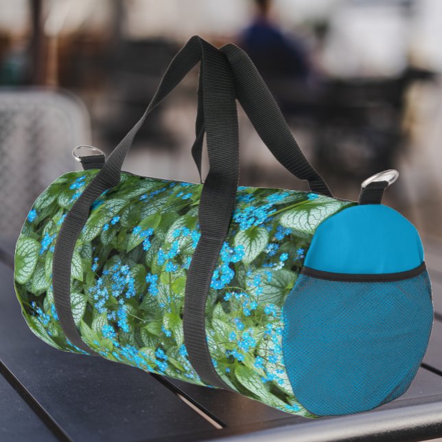 Little Blue Brunnera Flowers Floral Duffle Bag (In Situ)