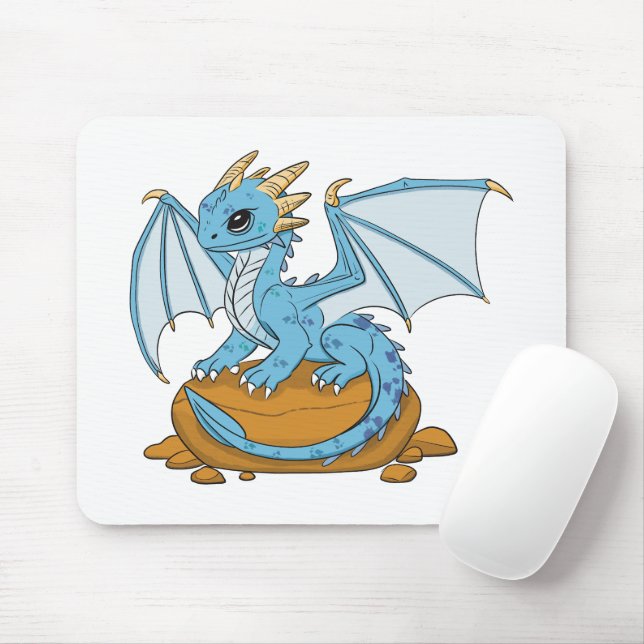 Little Blue Dragon Mouse Pad (With Mouse)
