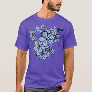 Little Blue Flowers Line Drawing T-Shirt