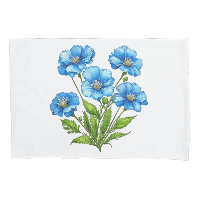 Little Blue Flowers Pillowcase (Front)