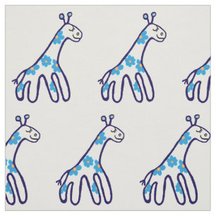 Little blue giraffe nursery print fabric