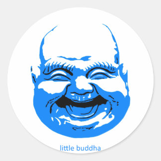 little blue laughing-buddha classic round sticker