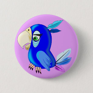 Little Blue Parrot 2 Inch Round Button
