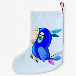Little Blue Parrot - Small Christmas Stocking