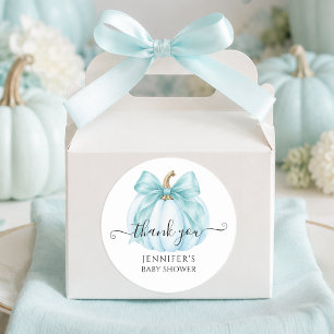Little Blue Pumpkin Baby Shower Thank You Classic Round Sticker