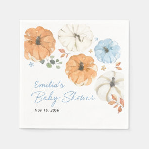 Little Blue Pumpkin Boy Baby Shower Custom Napkin