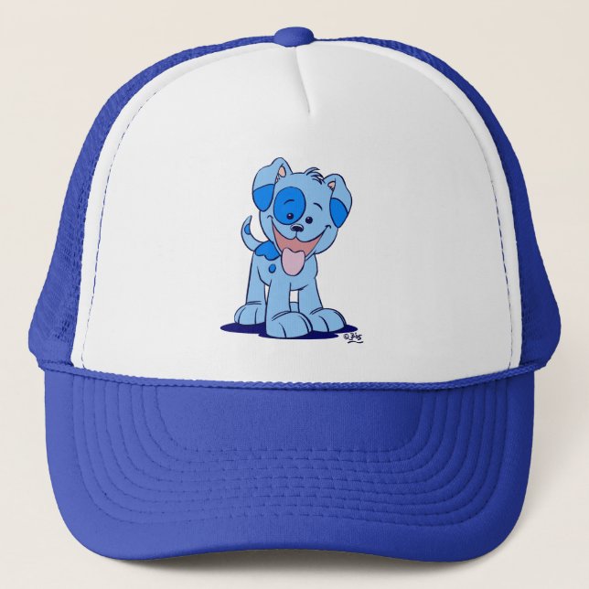 Little blue puppy trucker hat (Front)