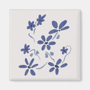 Little Blue Romantic Flowers Magnet