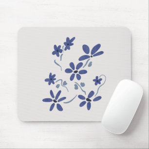 Little Blue Romantic Flowers Mouse Pad