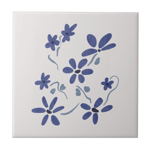 Little Blue Romantic Flowers  Tile (Front)