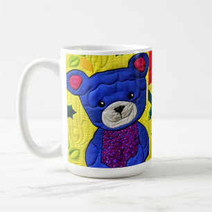 Little Blue Teddy Bear Quilt Like Design Coffee Mug