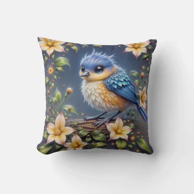 Little Blue Throw Pillow (Front)