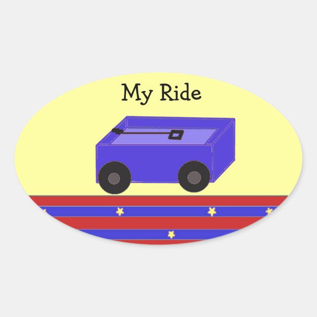 LIttle Blue Wagon Oval Sticker (Front)