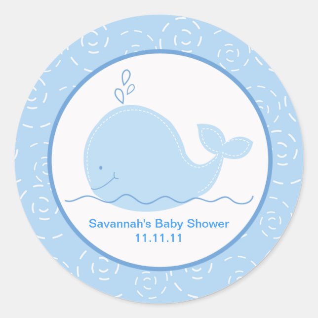 Little Blue Whale Favour Stickers 3-inch (Front)