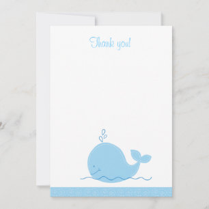 Little Blue Whale Flat Thank You note Card