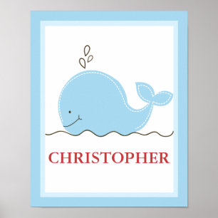 Little Blue Whale Personalized Art Print