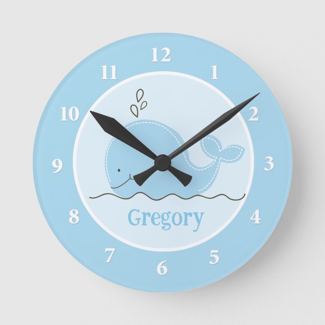 Little Blue Whale Personalized Wall Clock (Front)