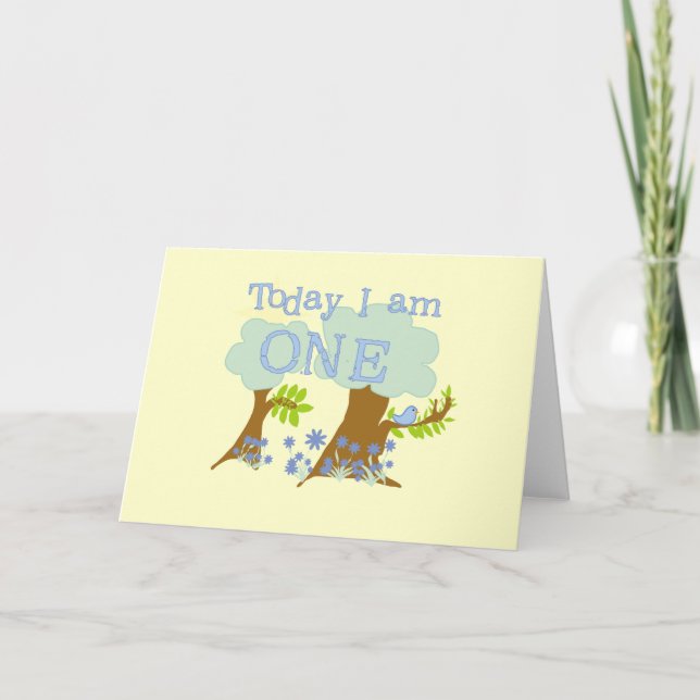 Little Bluebird 1st Birthday Tshirts and Gifts Card (Front)