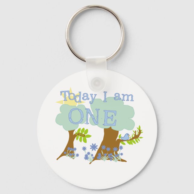 Little Bluebird 1st Birthday Tshirts and Gifts Keychain (Front)