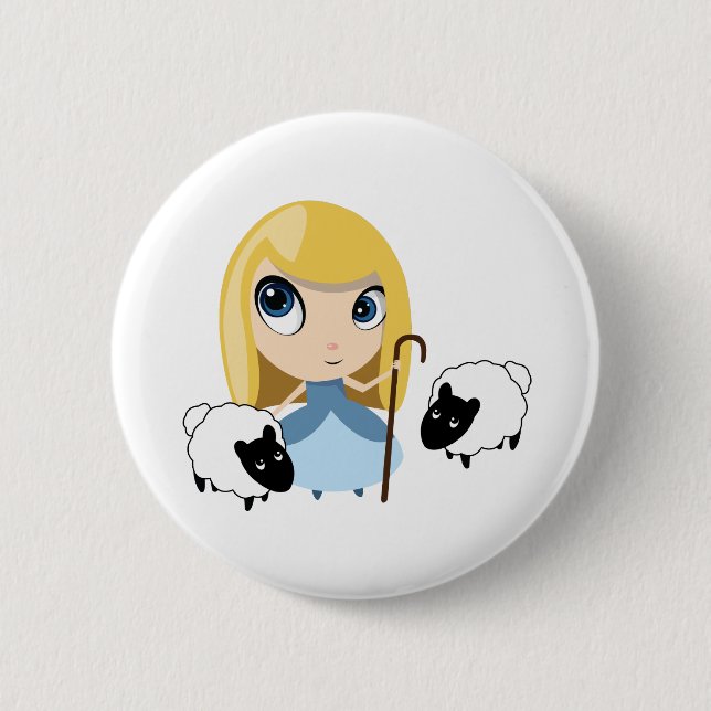 Little Bo Peep and her Sheep 2 Inch Round Button (Front)