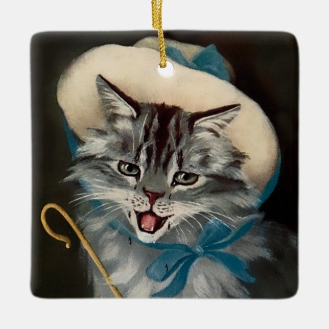 “Little Bo-Peep” Cat Art by GL Barnes Ceramic Ornament (Front)
