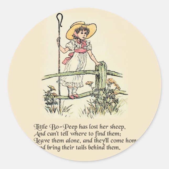 Little Bo-Peep: Classic Kate Greenaway Nursery Classic Round Sticker (Front)