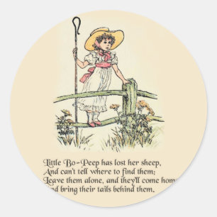 Little Bo-Peep: Classic Kate Greenaway Nursery Round Sticker