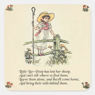 Little Bo-Peep: Classic Kate Greenaway Nursery Square Sticker