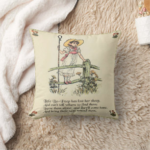 Little Bo-Peep: Classic Kate Greenaway Nursery Throw Pillow