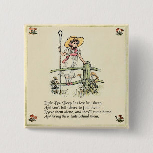 Little Bo Peep Nursery Rhyme 2 Inch Square Button
