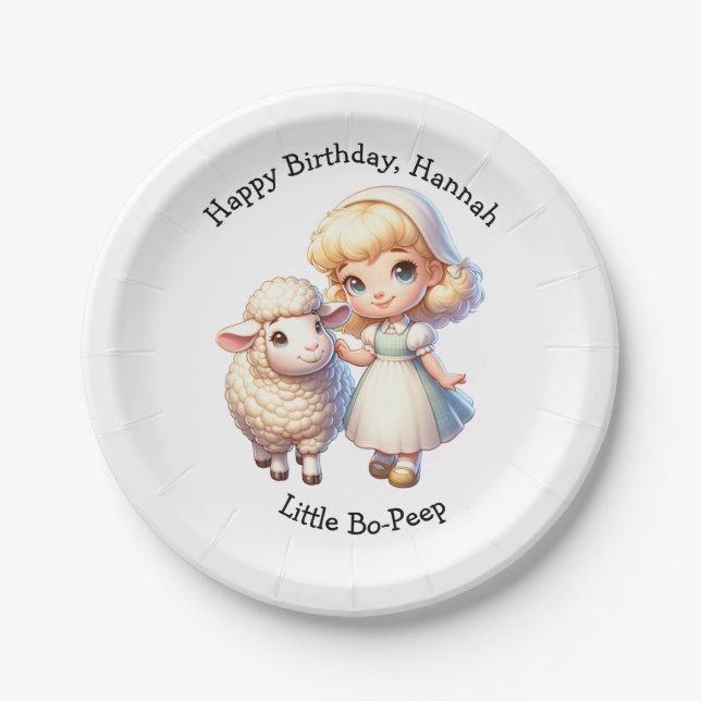Little Bo-Peep & Sheep Nursery Rhyme  Paper Plate (Front)
