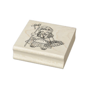 Little Bo peepe Doll Girl mother goose art Rubber Stamp
