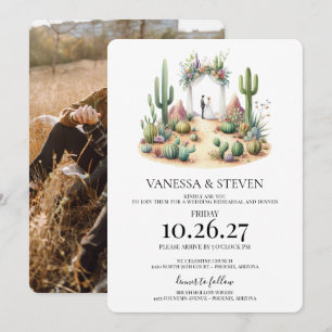 Little Boho Cactus Couple Rehearsal Dinner Invitation