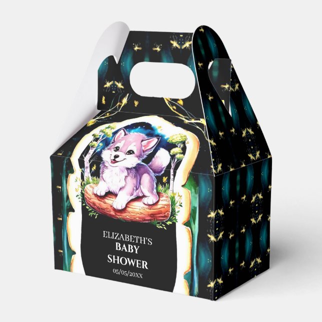  Little Boho Wolf Baby Shower Favor Box (Front Side)