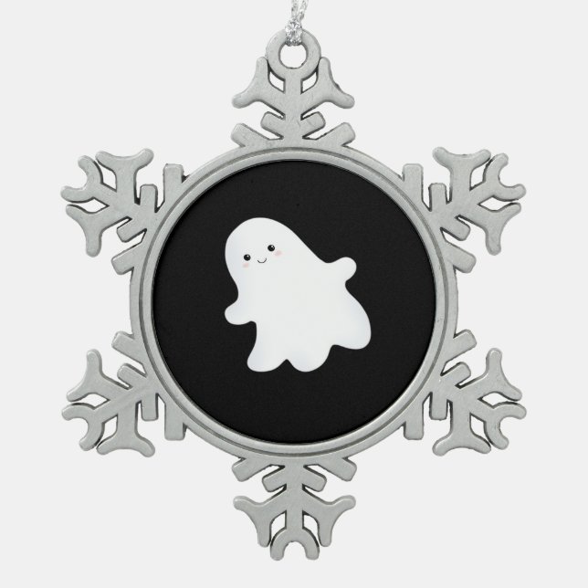 Little Boo Aesthetic Cool Snowflake Pewter Christmas Ornament (Front)