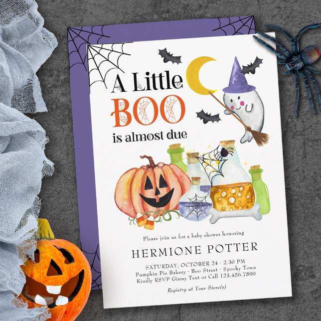 Little Boo Almost Due Ghost and Potion Baby Shower Invitation (Creator Uploaded)