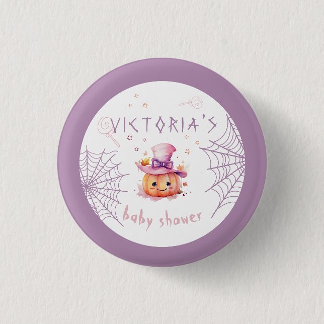 Little boo Almost Due Halloween Baby Girl Shower 1 Inch Round Button (Front)