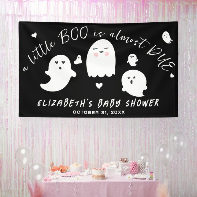 Little Boo Almost Due Halloween Baby Shower Banner (Party)
